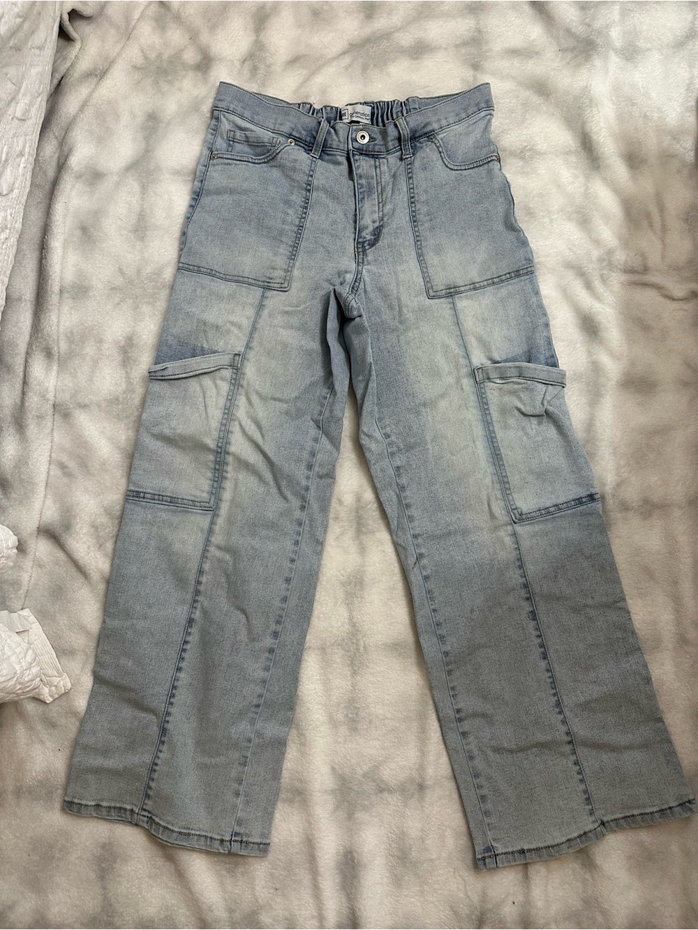 Celebrity Pink Light Blue Relaxed Cargo Jeans
